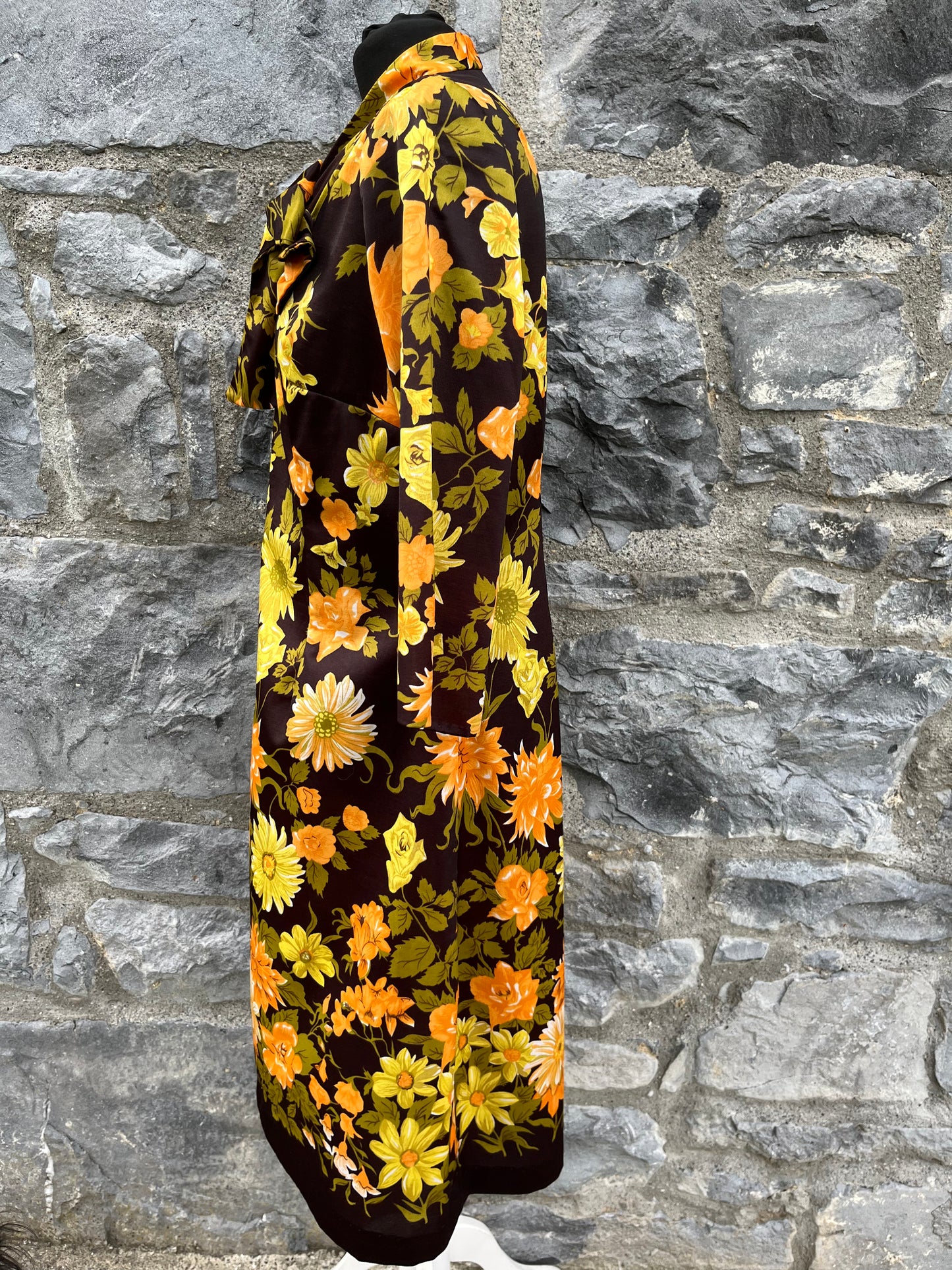 70s yellow floral dress uk 8-10