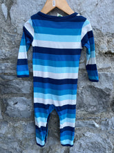 Load image into Gallery viewer, Blue&amp;navy stripy onesie 9-12m (74-80cm)
