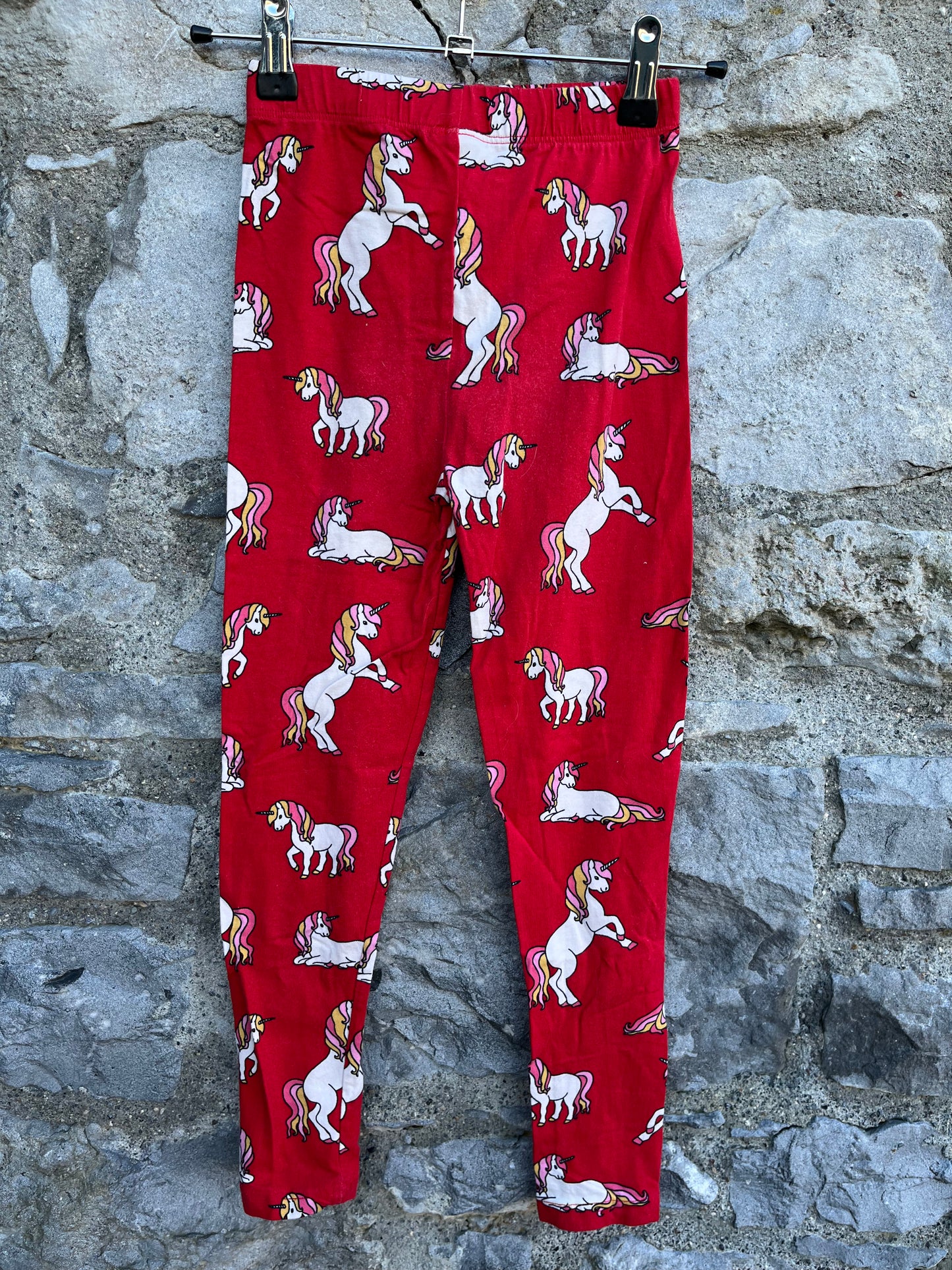 Unicorns red leggings   7-8y (122-128cm)