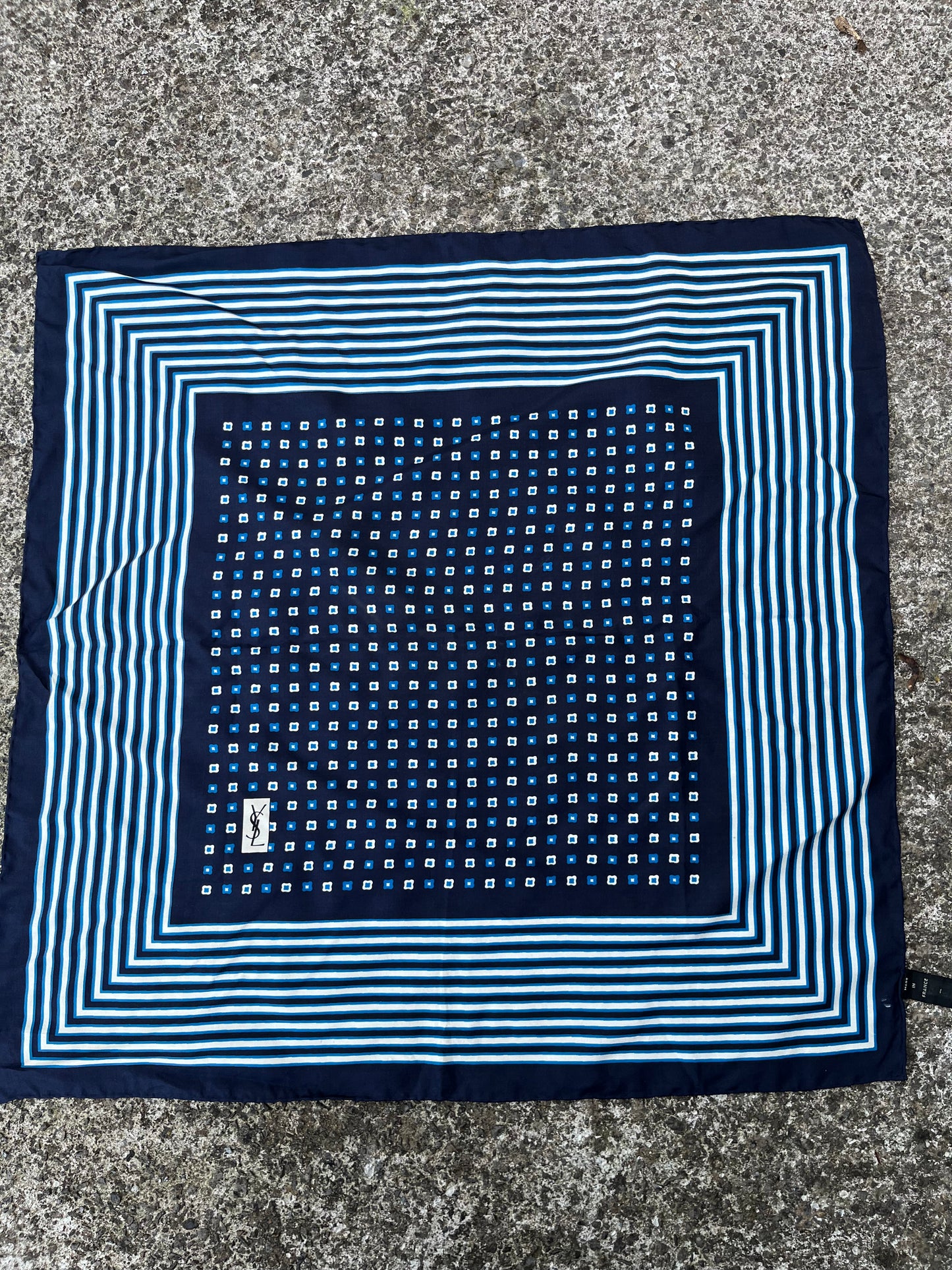 YSL navy squares scarf