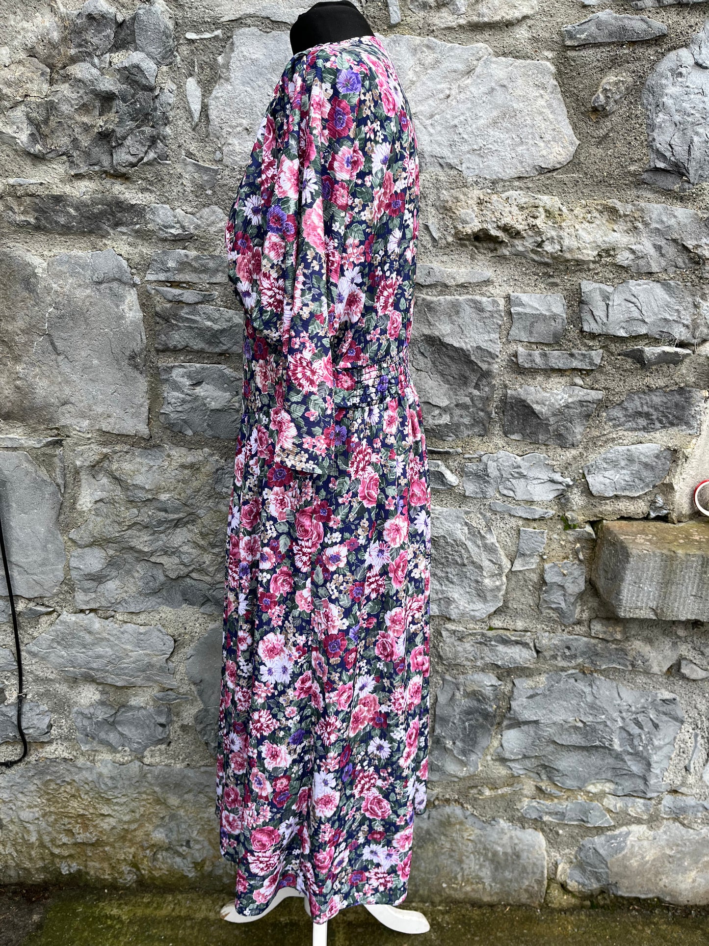 80s floral midi dress uk 12