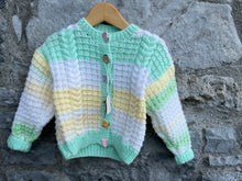 Load image into Gallery viewer, Green&amp;white cardigan    18-24m (86-92cm)
