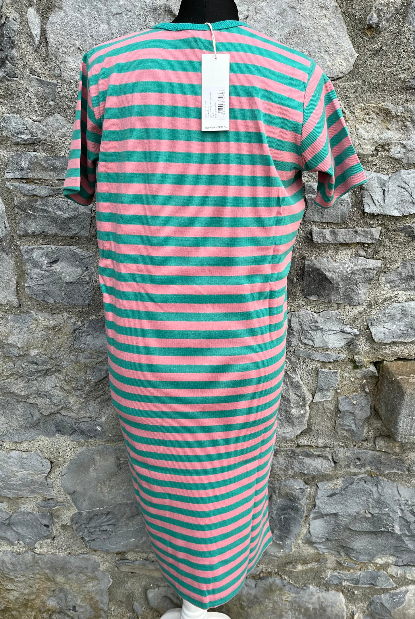 Green&pink stripy dress uk 8-10