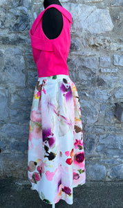 Floral skirt & pink top uk10