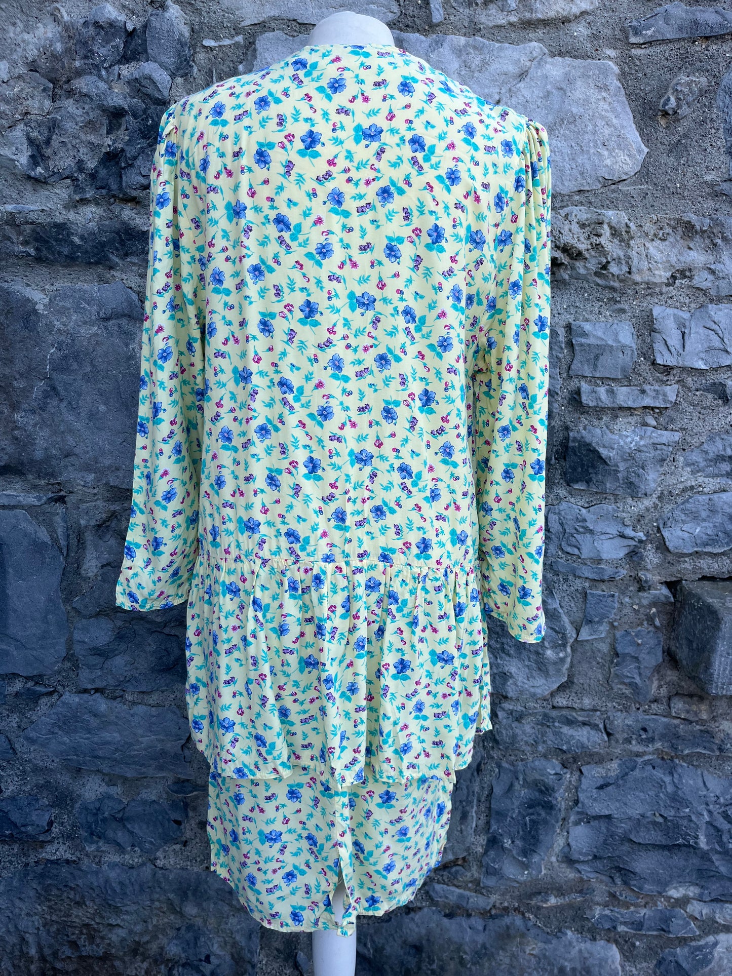 80s yellow floral dress uk 10