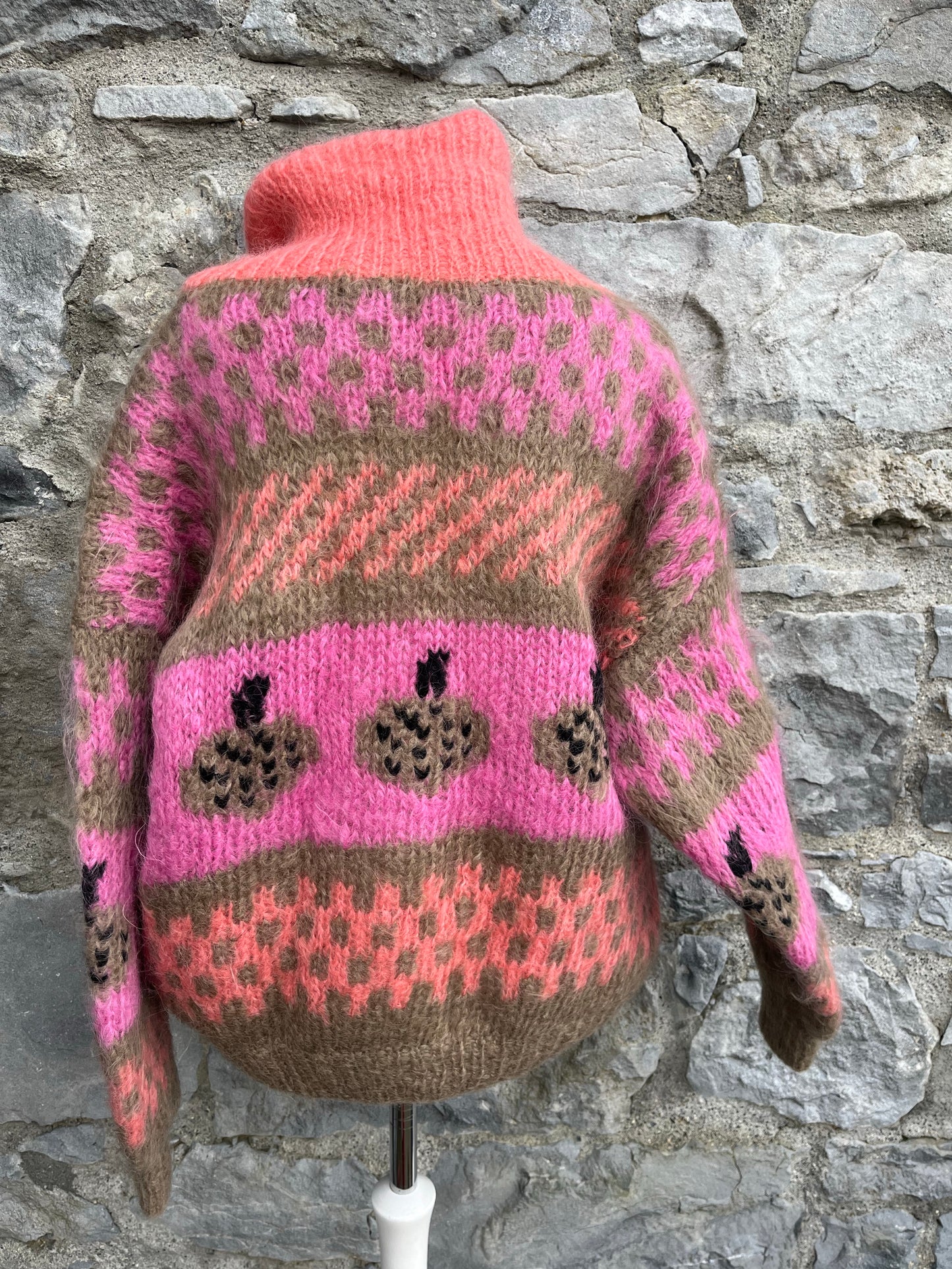 80s pink&brown jumper uk 12-16