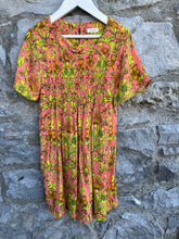 Load image into Gallery viewer, Lime&amp;orange floral dress   7y (122cm)
