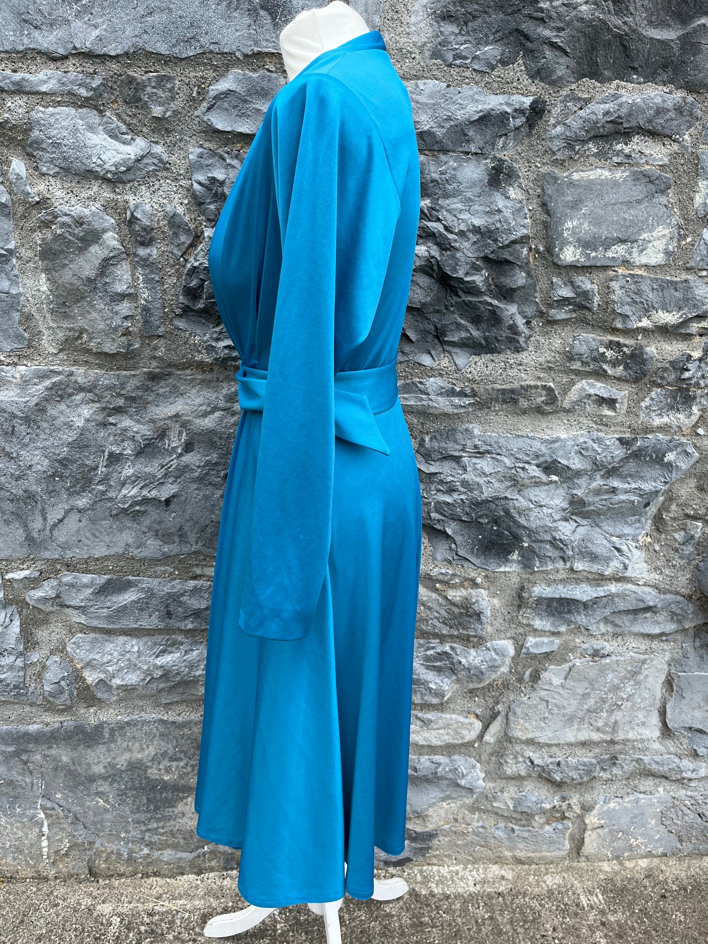 80s blue wrap dress uk 6-8