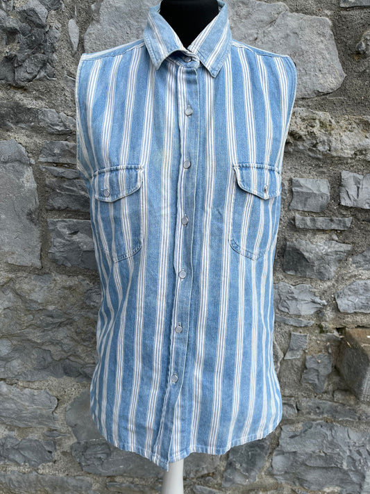 90s stripy denim sleeveless shirt uk 8