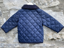 Load image into Gallery viewer, Navy quilted jacket  3-6m (62-68cm)

