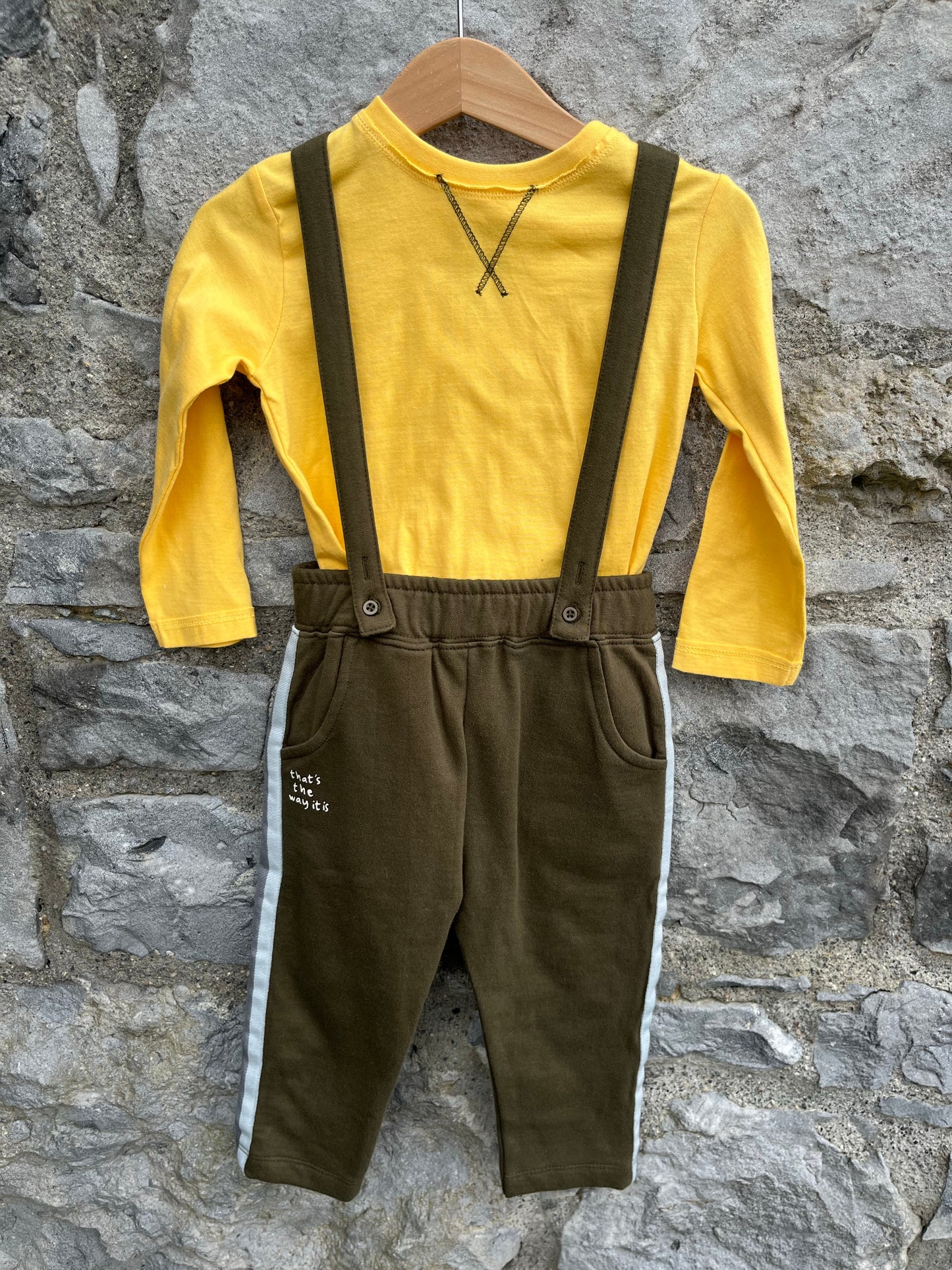 Yellow top&khaki pants  9-12m (74-80cm)