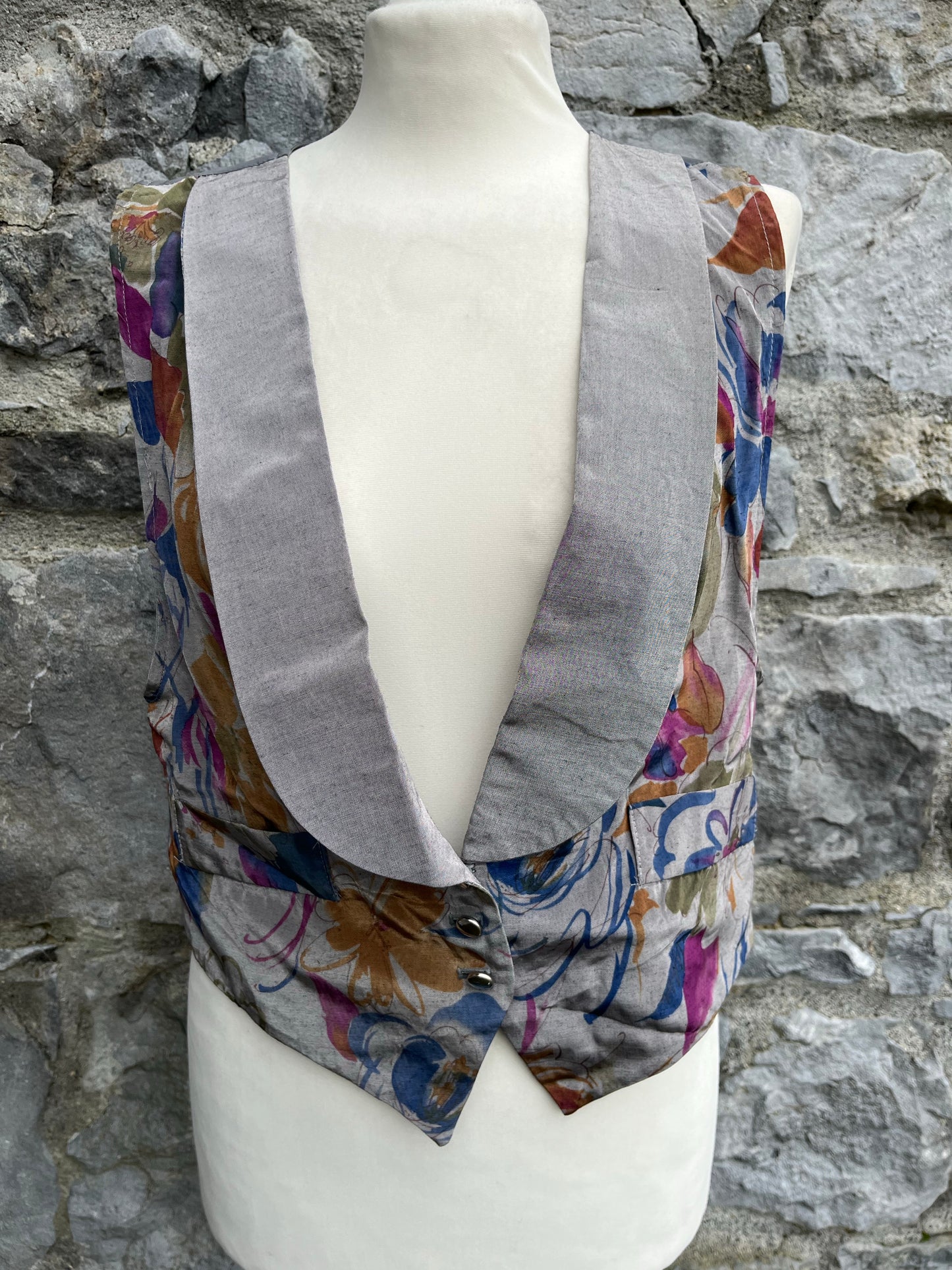 80s grey waistcoat     uk 10