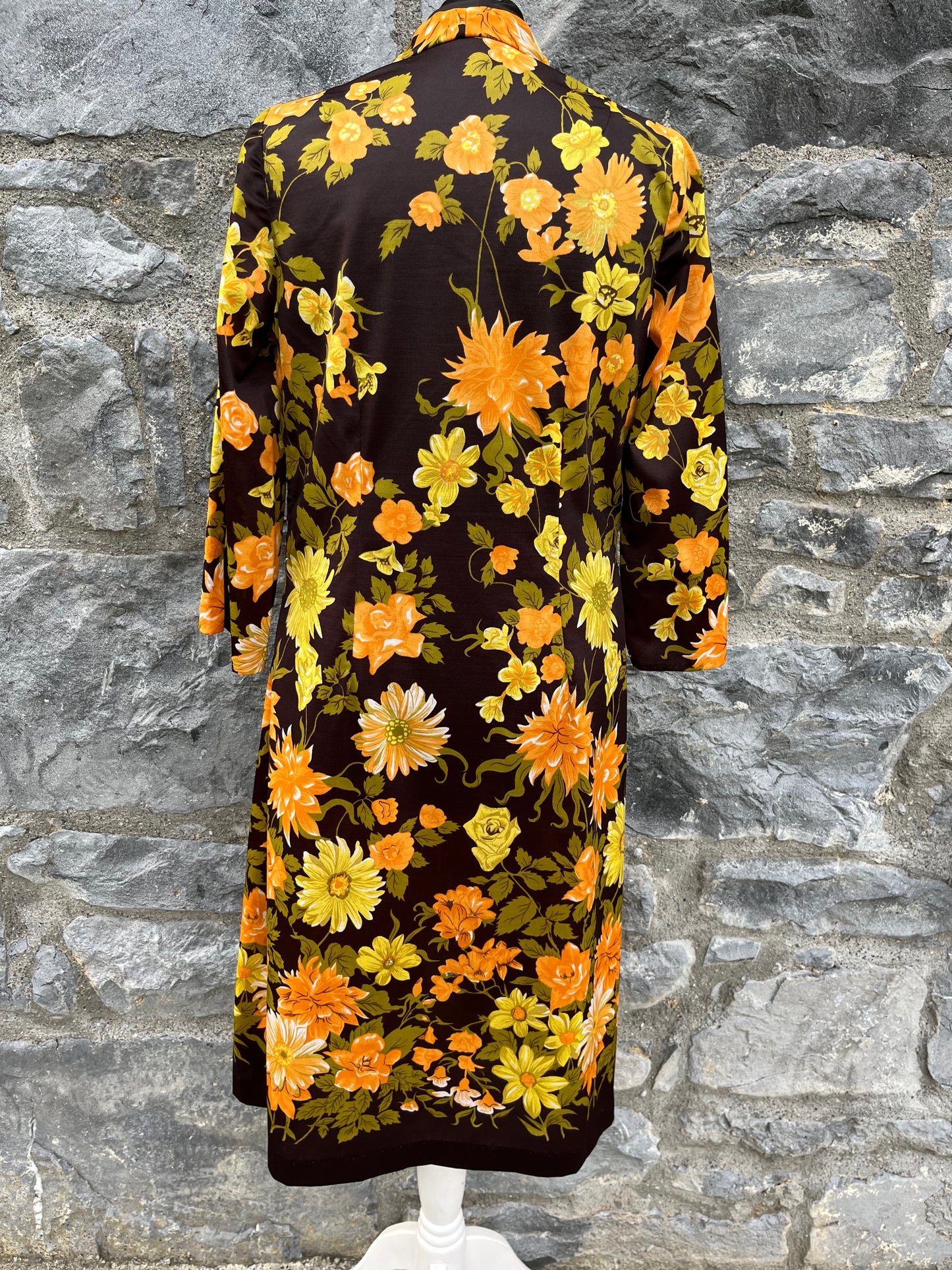 70s yellow floral dress uk 8-10