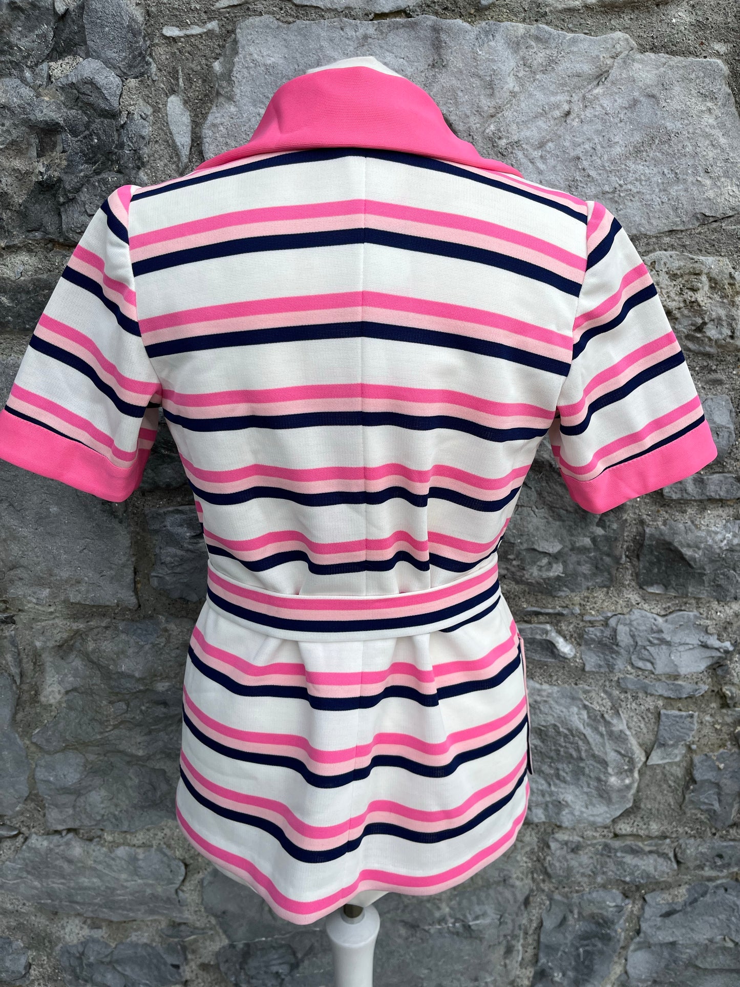 70s pink stripy top uk 8