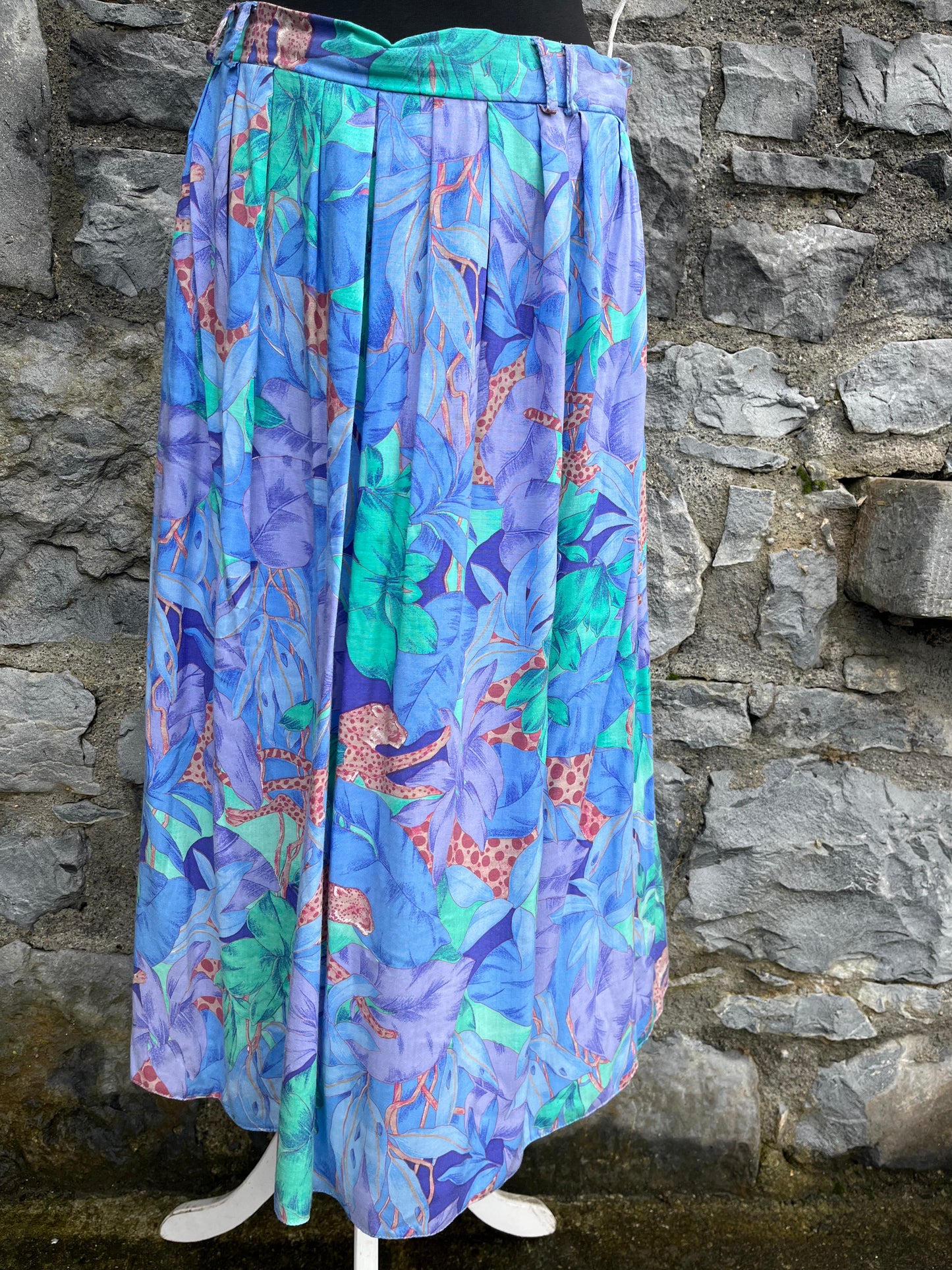 80s blue jungle skirt uk 12-14