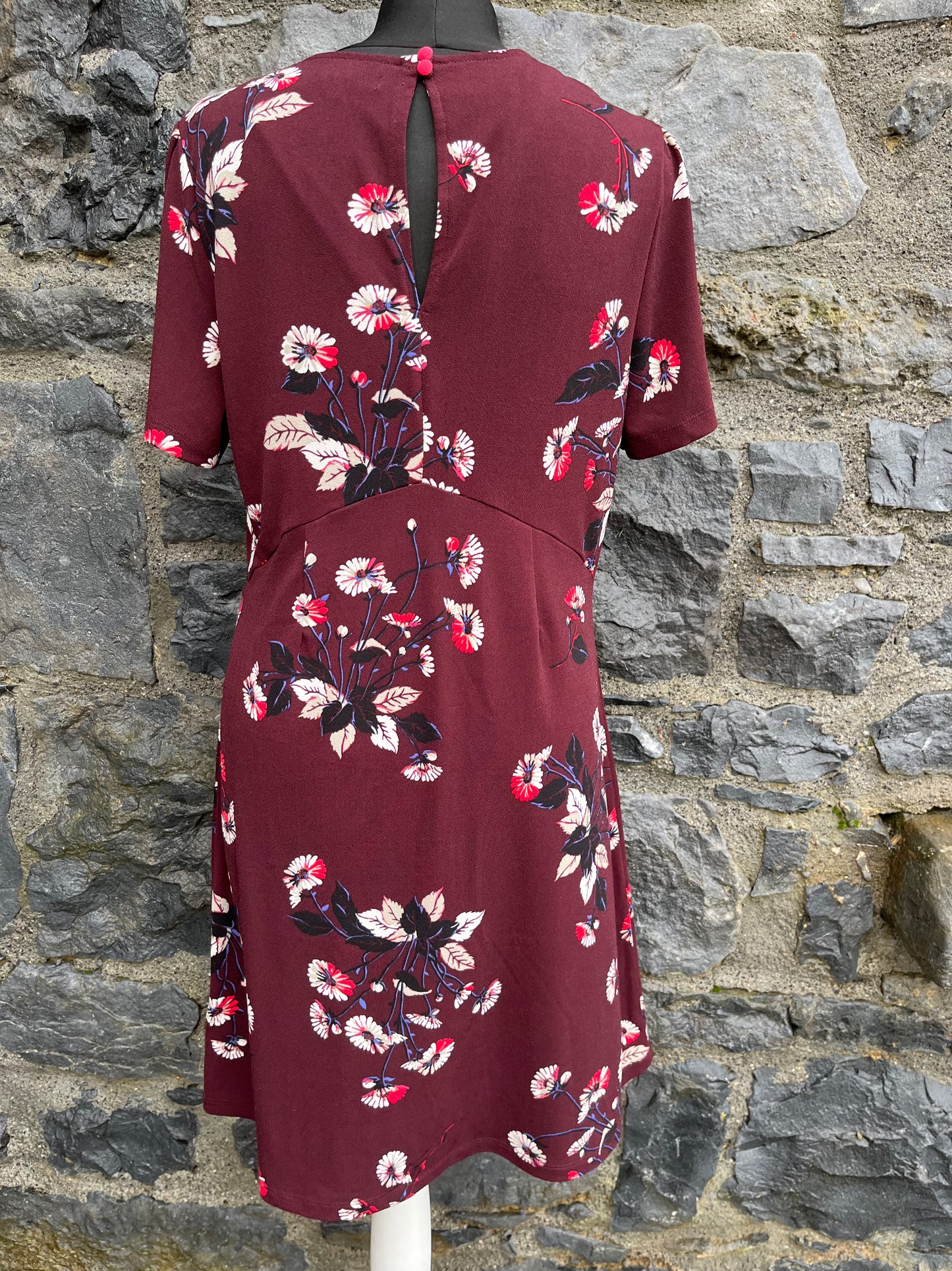 Maroon floral dress uk 12