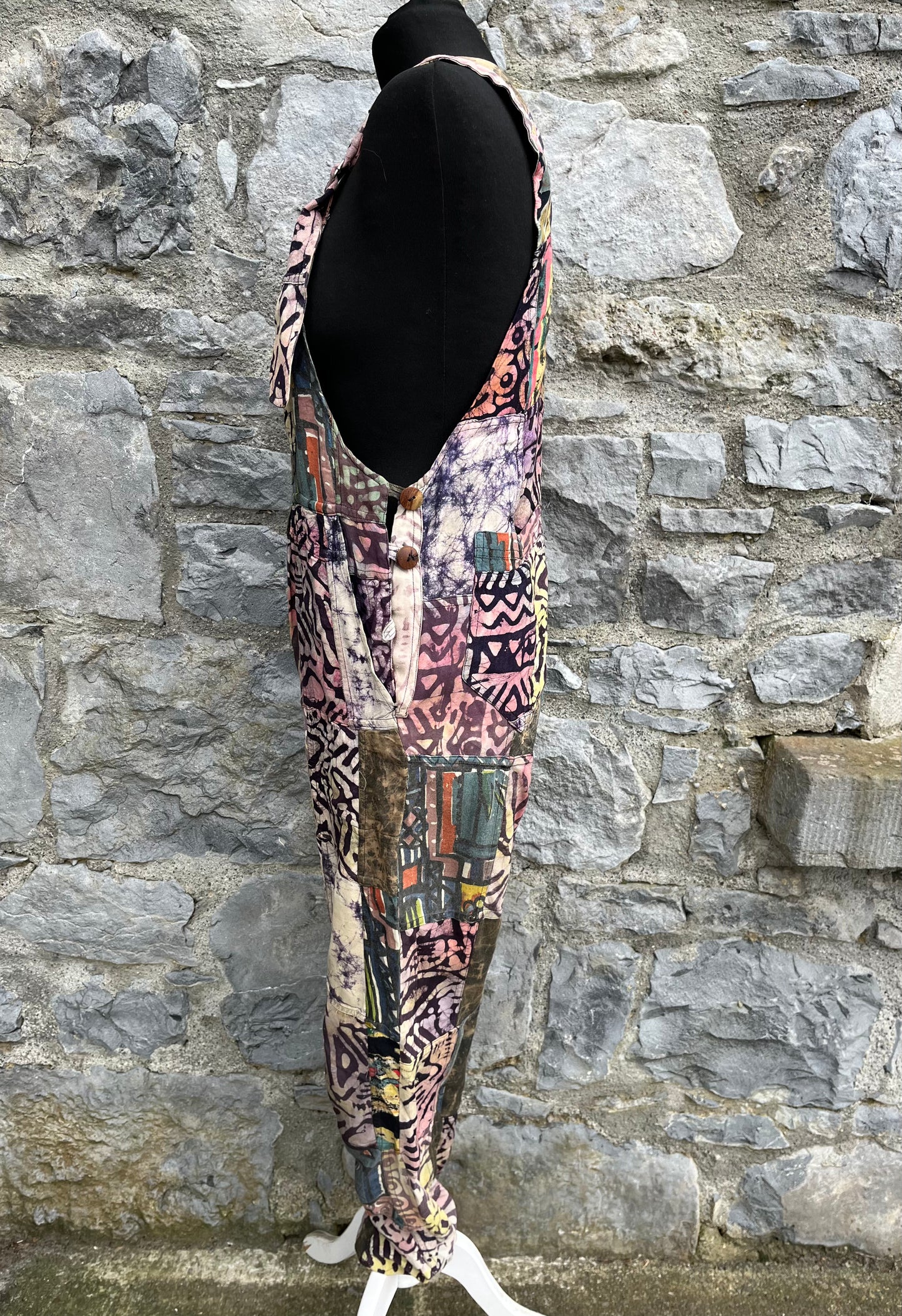 80s boho patchwork dungarees uk 12-14