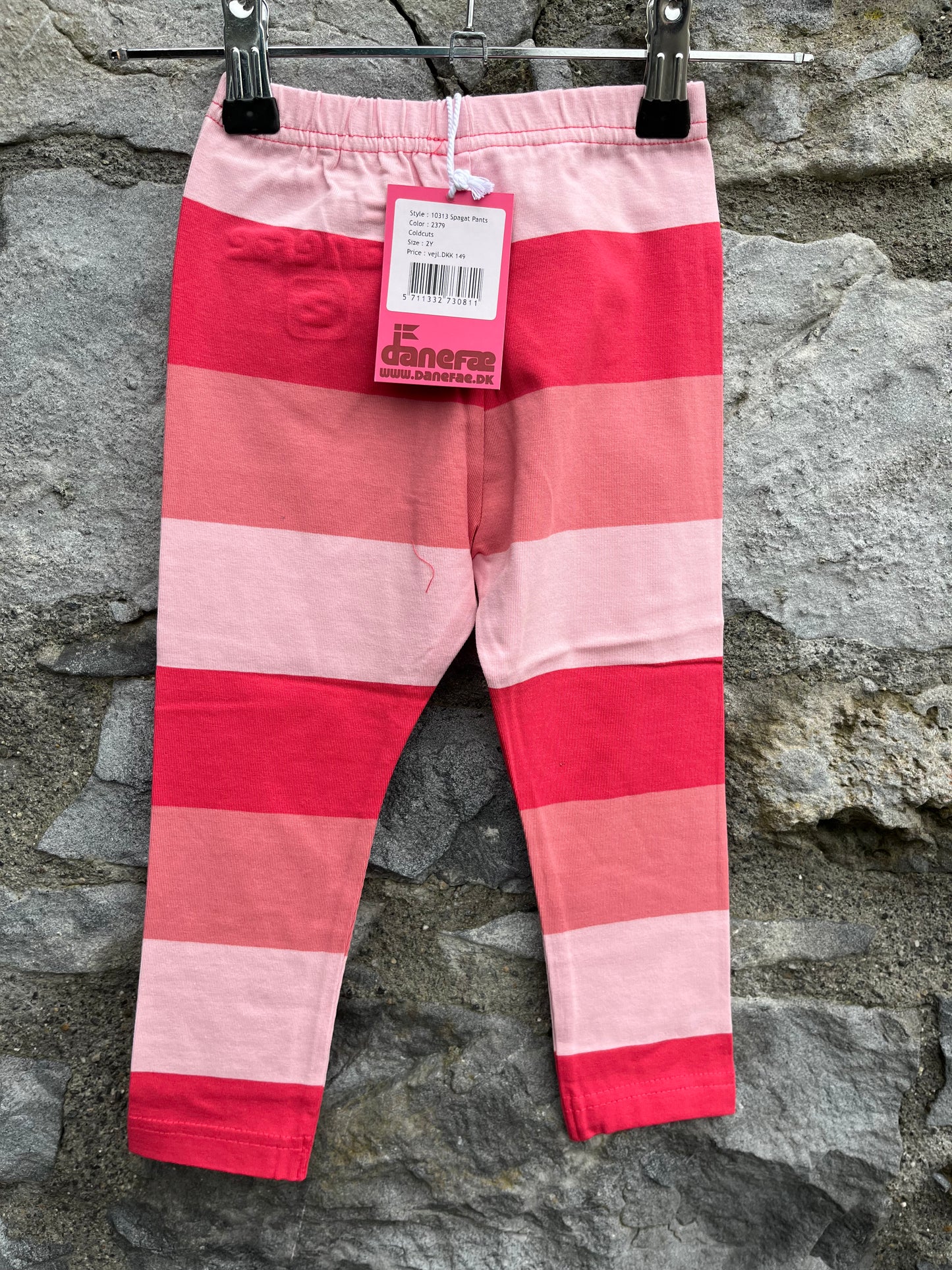 Pink stripy leggings  2-3y (92-98cm)