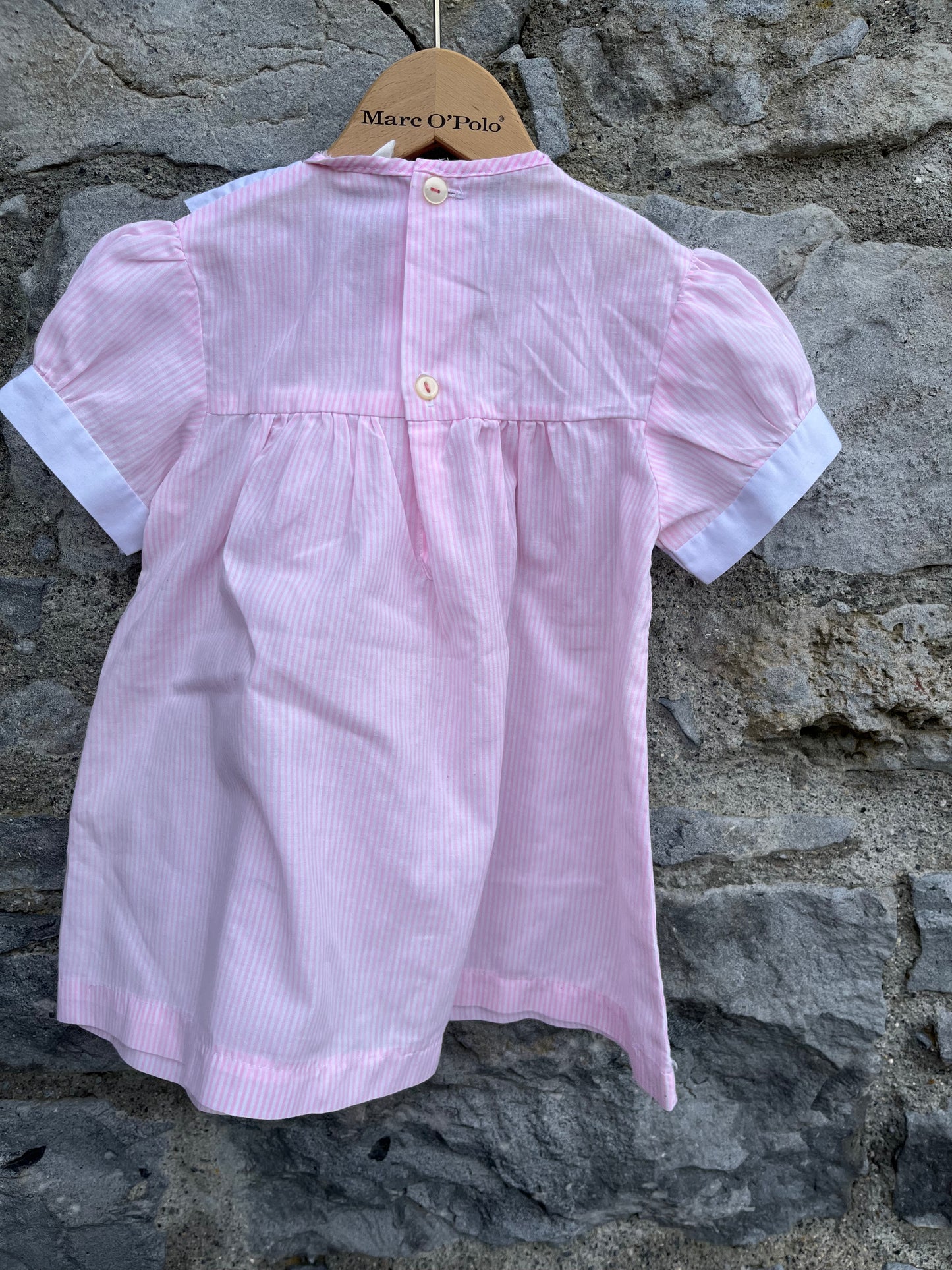 90s pink stripy dress  12-18m (80-86cm)