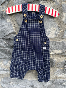 Navy check dungarees   0-1m (50-56cm)