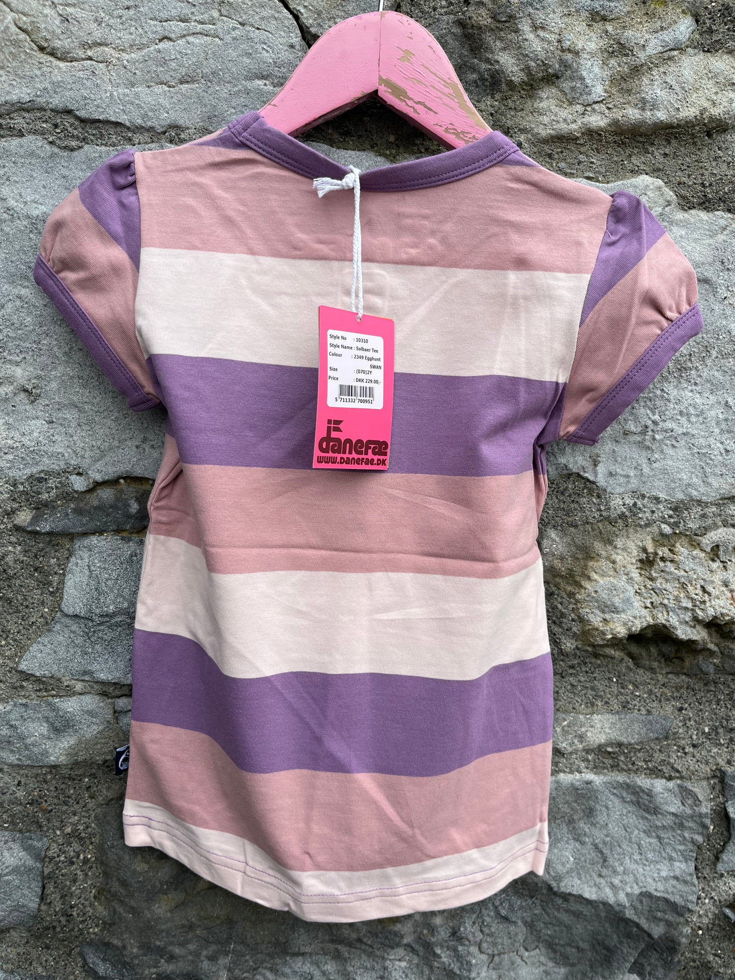 Purple stripy swan top   2-3y (92-98cm)