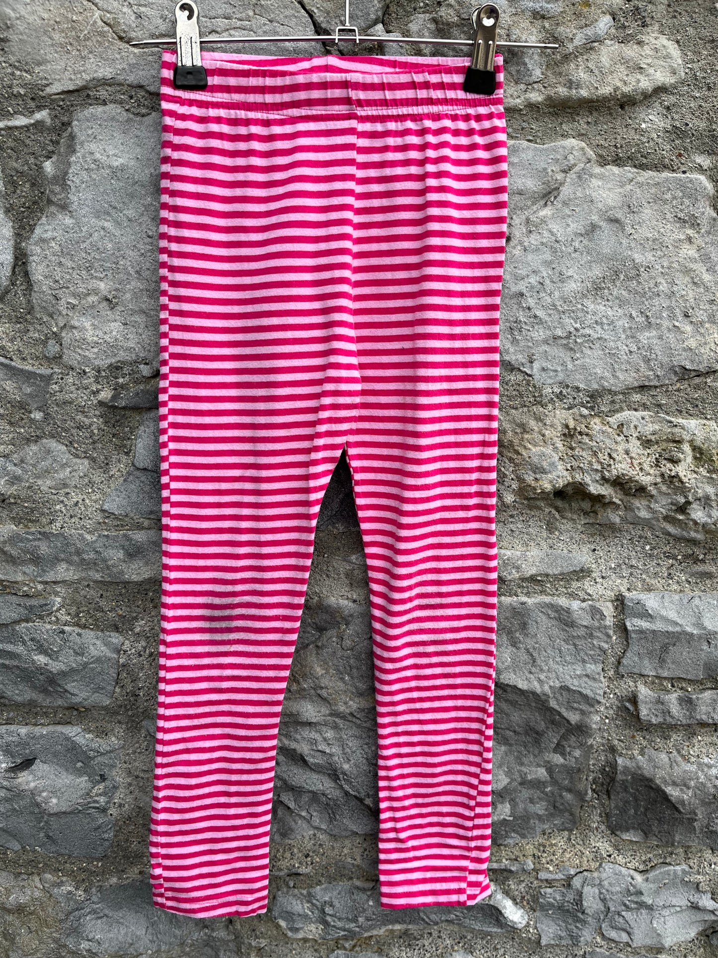 Pink stripy leggings  7y (122cm)