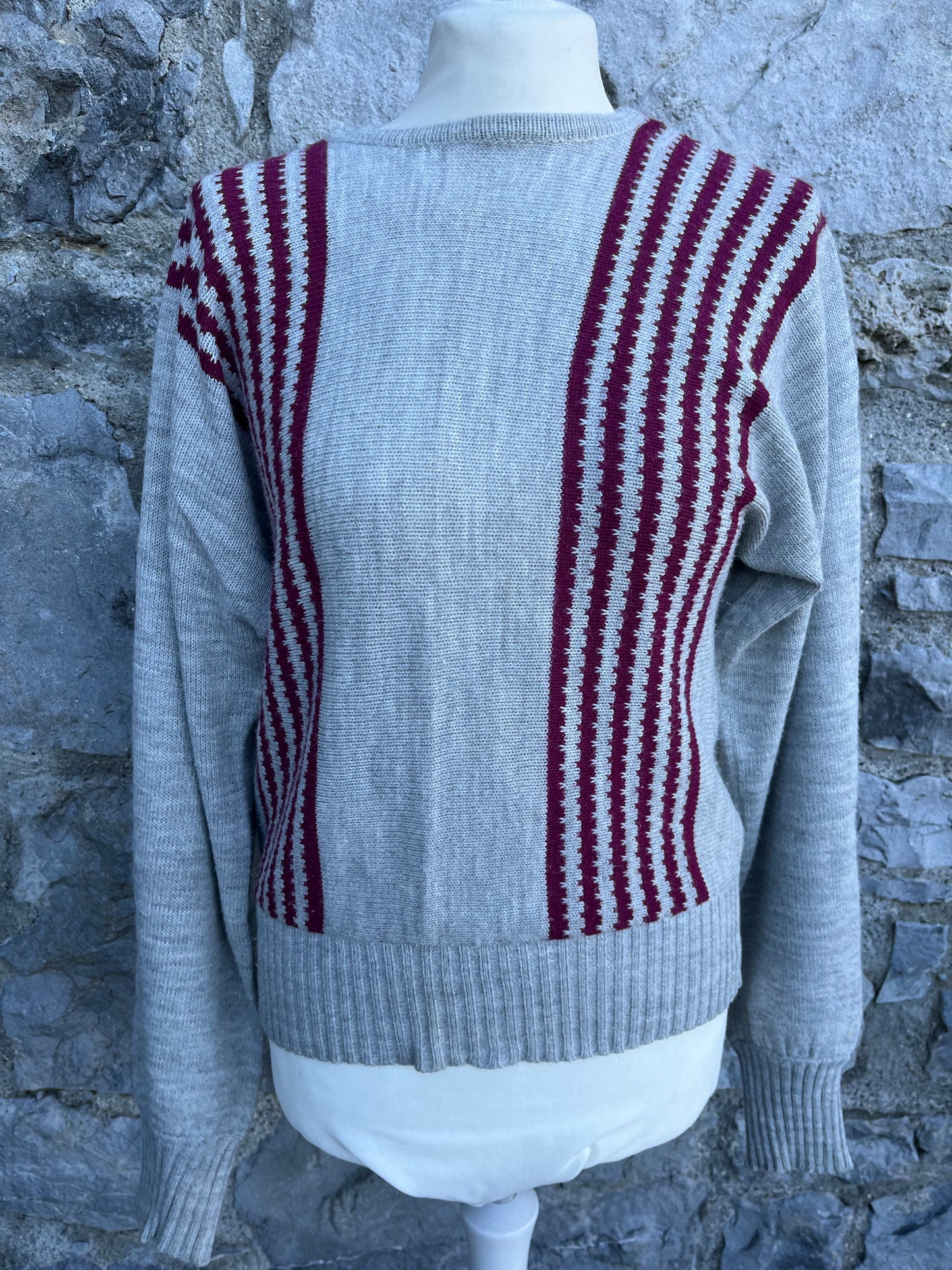 90s grey&maroon jumper uk 8-10