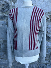 Load image into Gallery viewer, 90s grey&amp;maroon jumper uk 8-10

