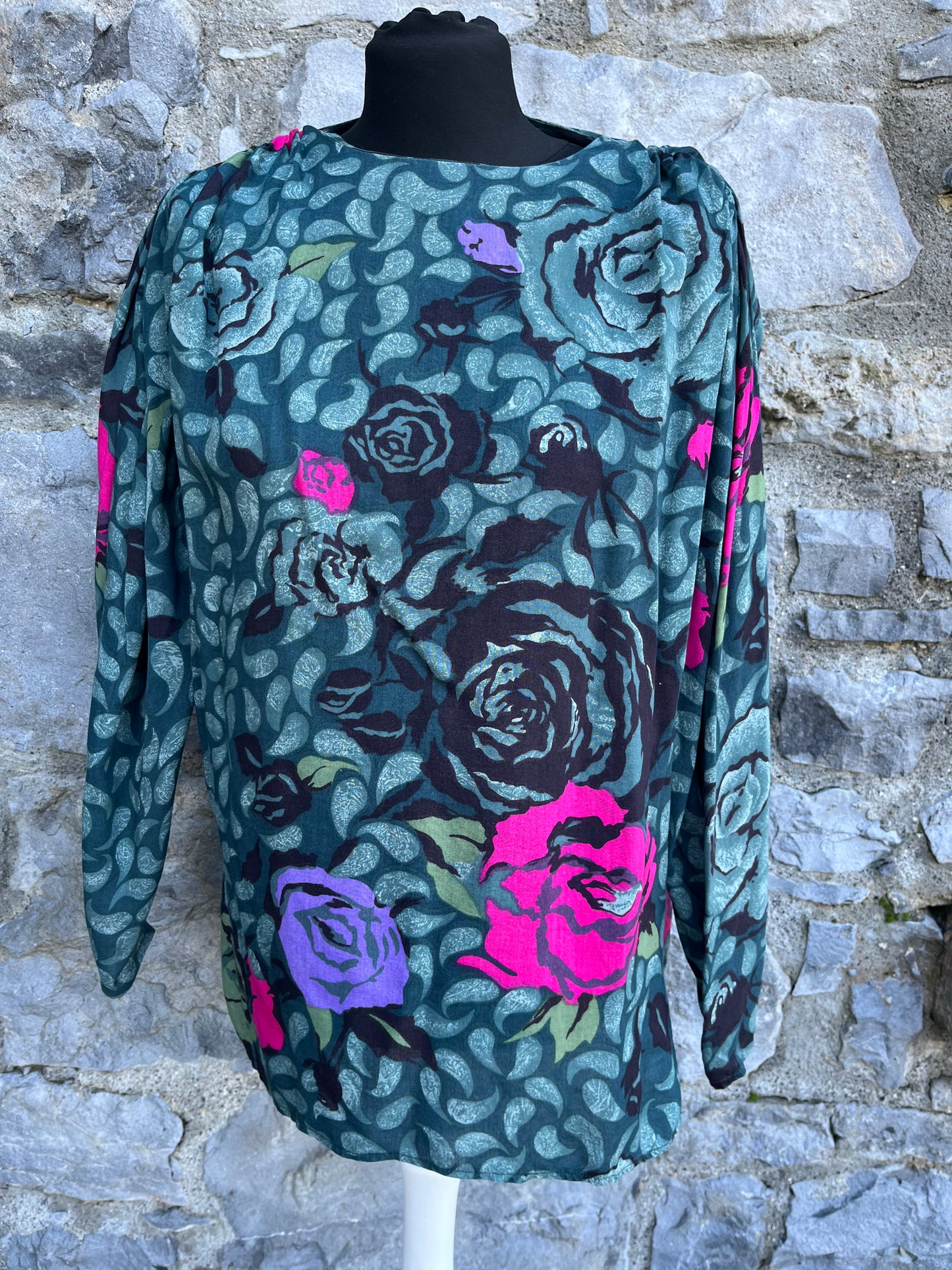 80s floral top uk 12