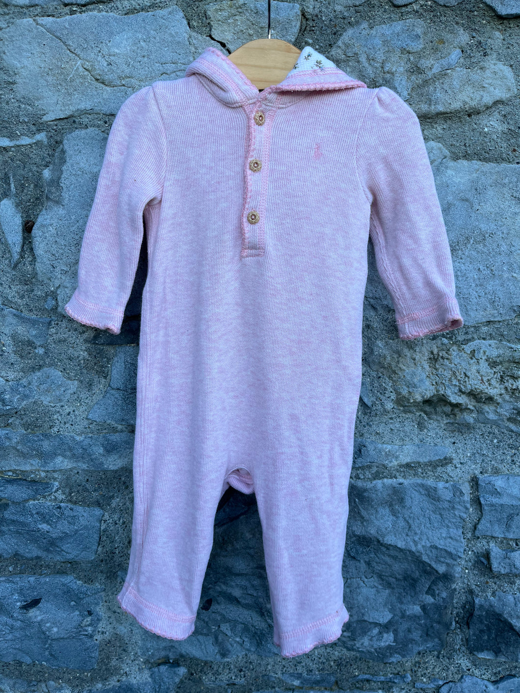 RL Pink hooded onesie  3-6m (62-68cm)