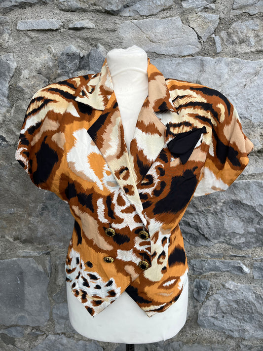 80s tiger print blouse uk 8-10