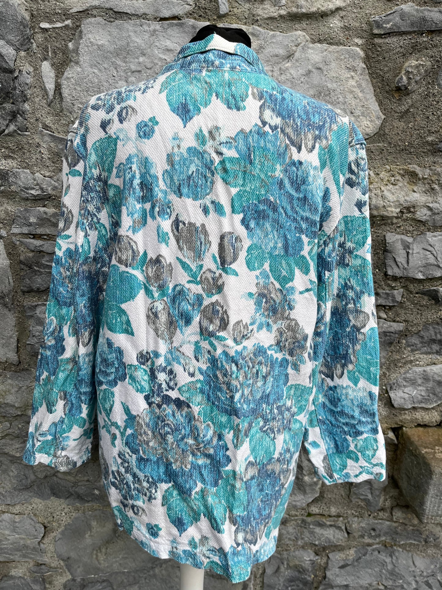 80s teal flowers blazer uk 12