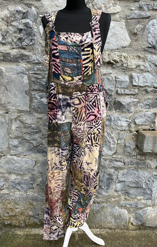 80s boho patchwork dungarees uk 12-14