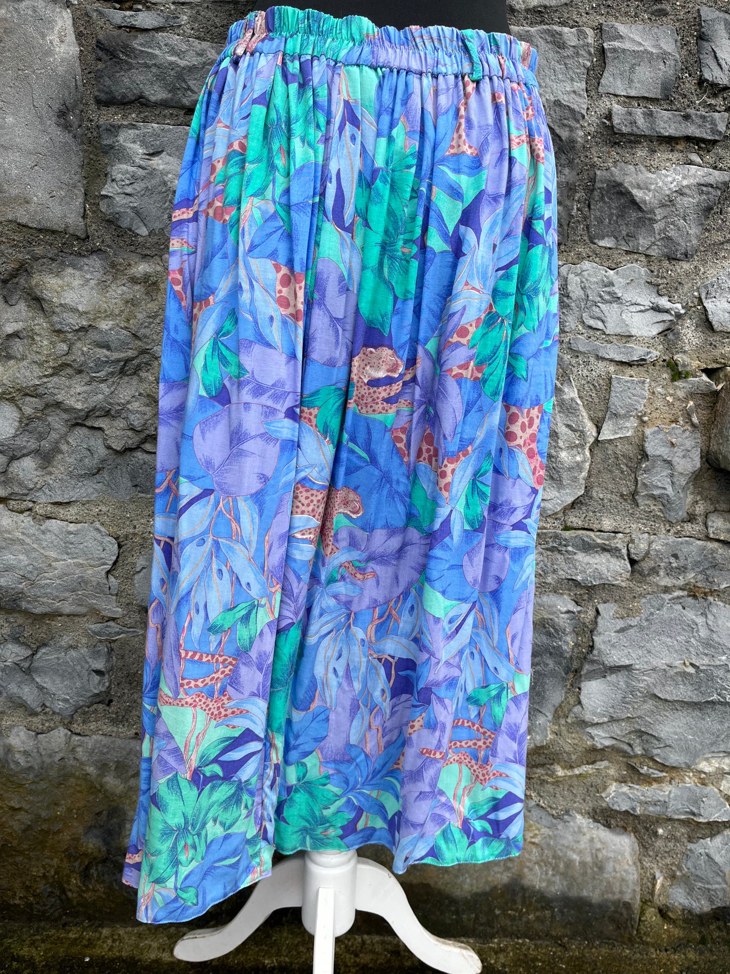 80s blue jungle skirt uk 12-14