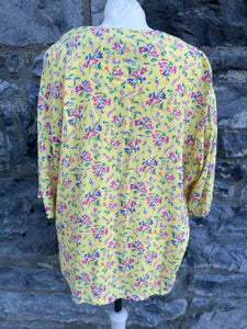 80s yellow floral shirt uk 12-14