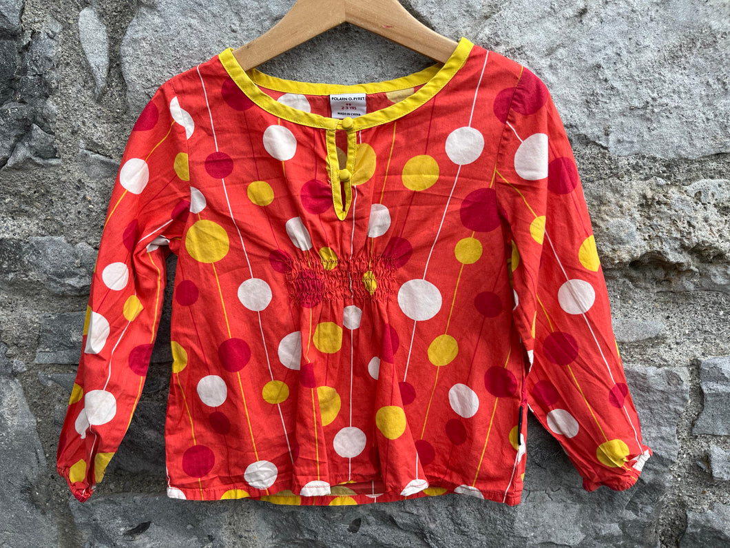 Orange dotty blouse  2-3y (92-98cm)