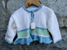 Load image into Gallery viewer, White&amp;blue cardigan   18-24m (86-92cm)

