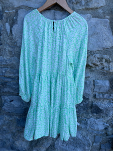 Green floral dress  8-9y (128-134cm)