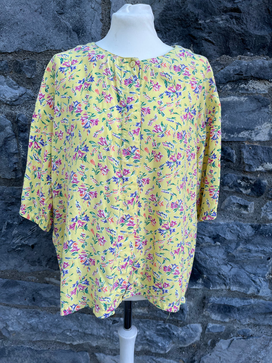 80s yellow floral shirt uk 12-14