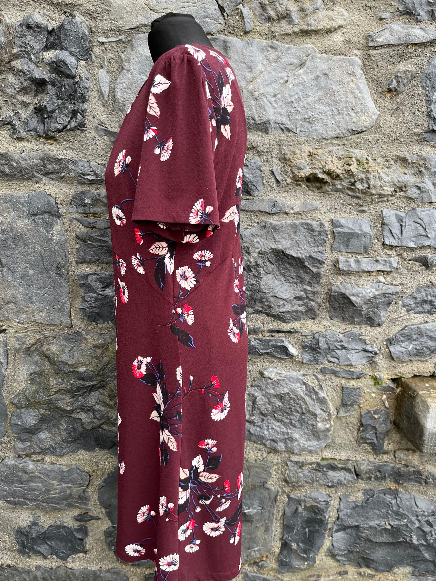 Maroon floral dress uk 12