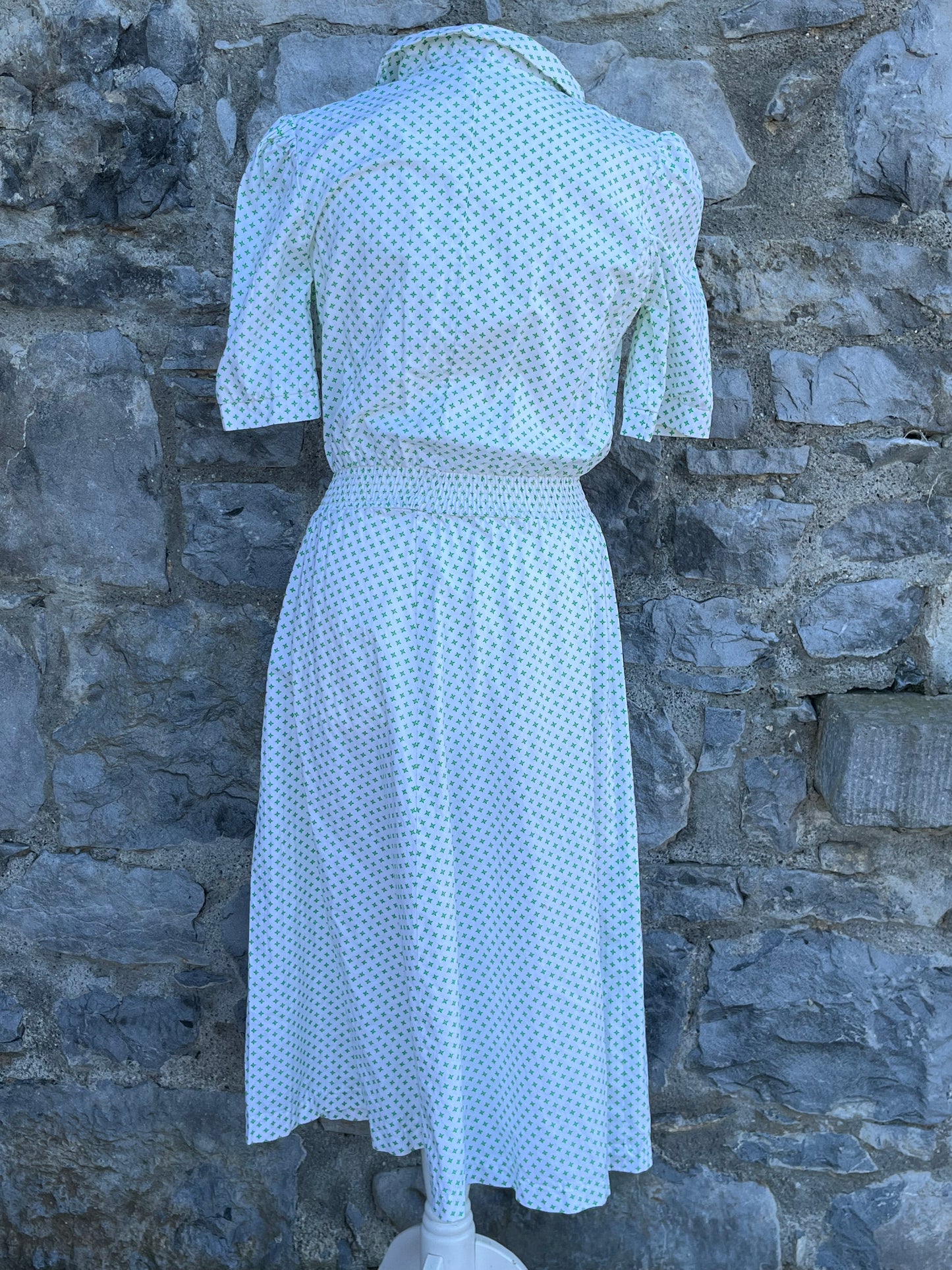 70s green pattern dress uk 6-8