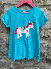 Load image into Gallery viewer, Unicorn blue A-line top   5-6y (110-116cm)
