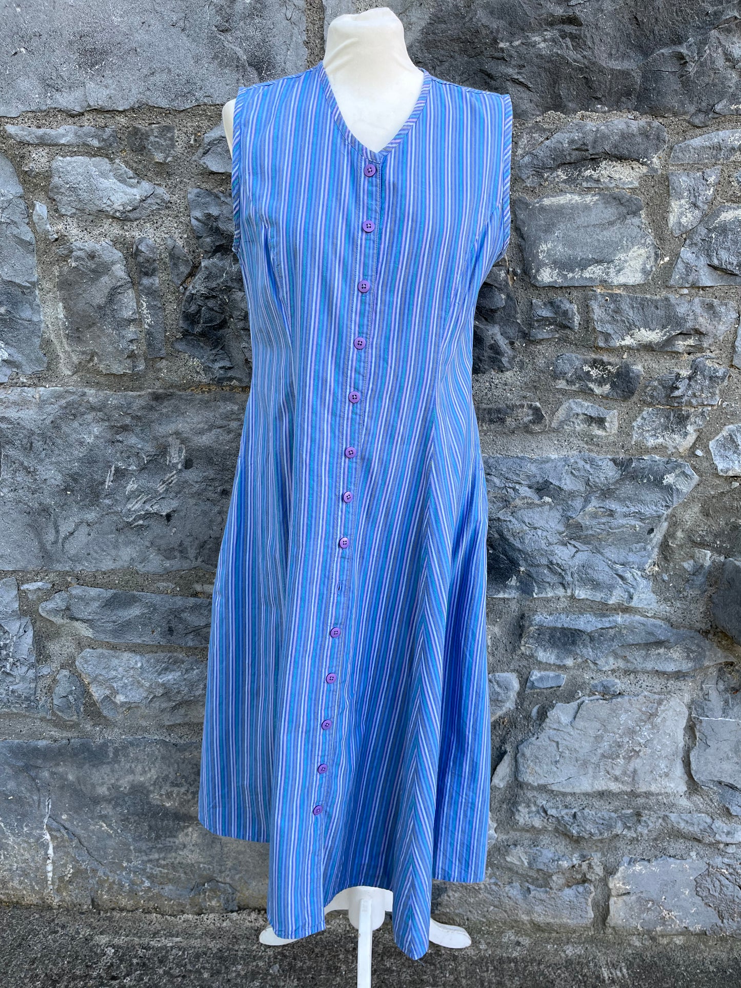 90s blue button up dress uk 14-16