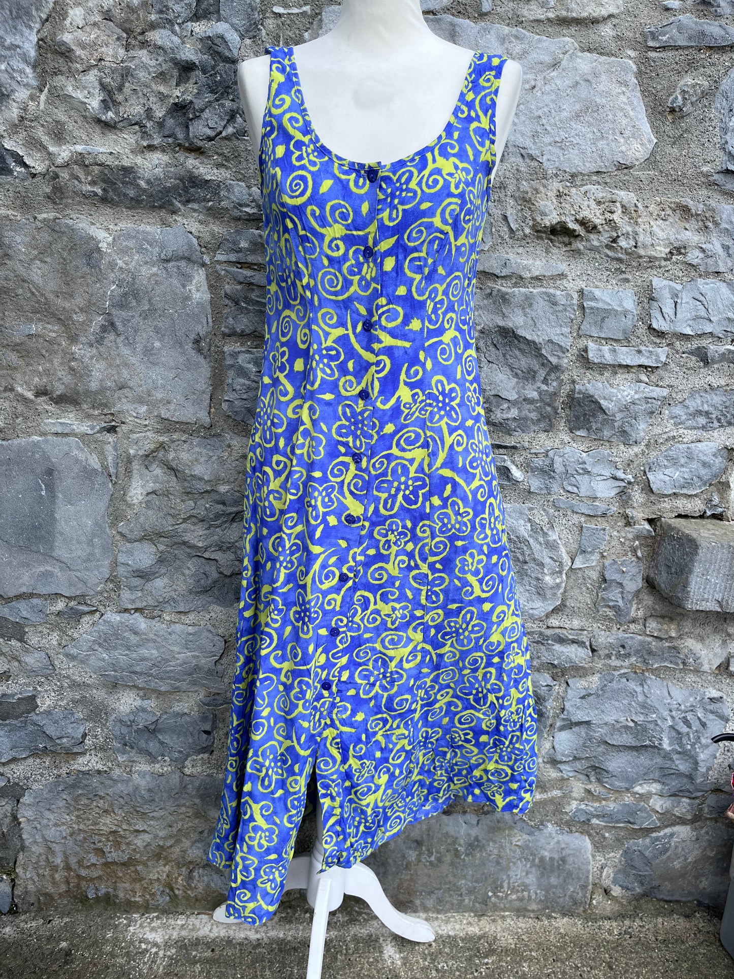 90s blue&yellow dress uk 8-10