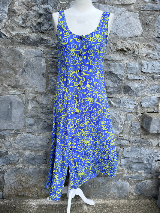 90s blue&yellow dress uk 8-10