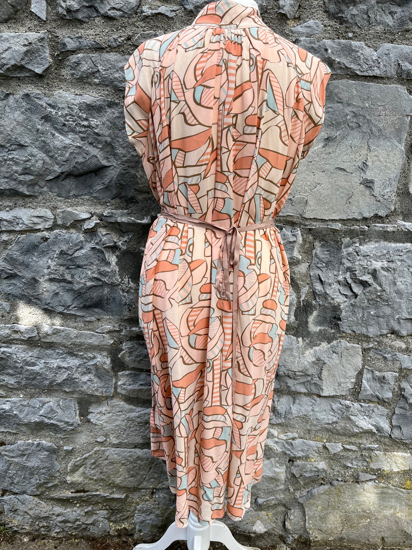 90s peach geometric dress uk 8-12