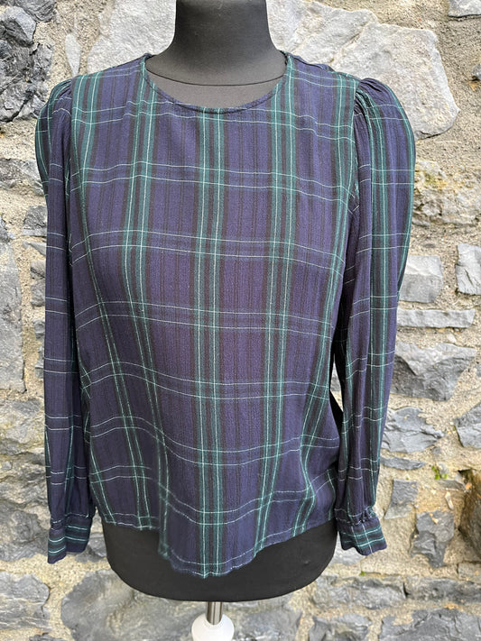 Green&navy check top uk 8-10