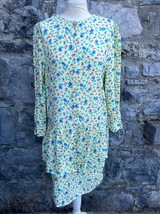 80s yellow floral dress uk 10