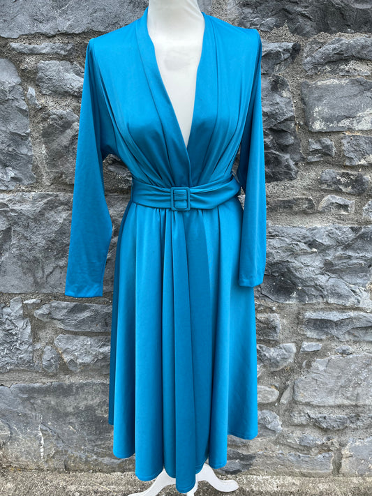 80s blue wrap dress uk 6-8