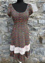 Load image into Gallery viewer, 80s brown floral dress uk 10-12
